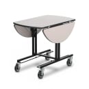 Forbes Industries Oval Room Service Table w/ (2) Bi Fold Drop Leaves - 36"L x 43"W, Laminate/Black Steel (4969-WDS) thumbnail 2