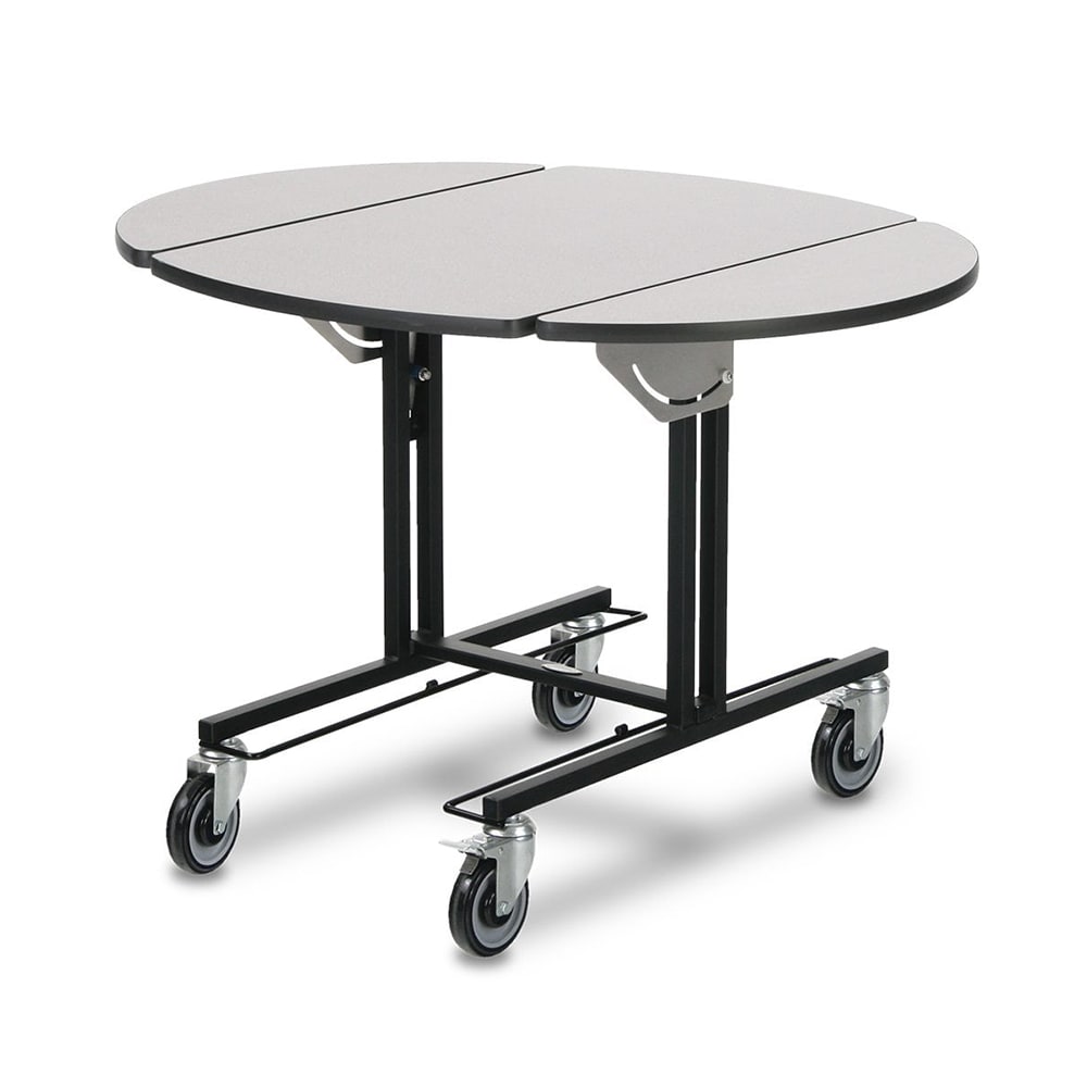 Forbes Industries Oval Room Service Table w/ (2) Tri Fold Drop Leaves - 36"L x 43 1/2"W, Laminate/Steel (4970-WDS)