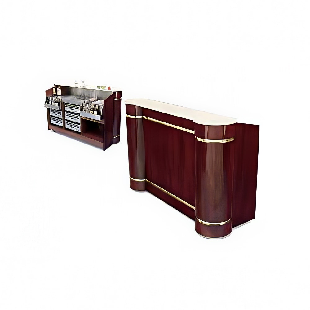 Forbes Industries Mobile Bar w/ (2) Sinks - 99"L x 28-1/2"W x 47-1/2"H, Wood Veneer w/ Avonite Top (5765-8)