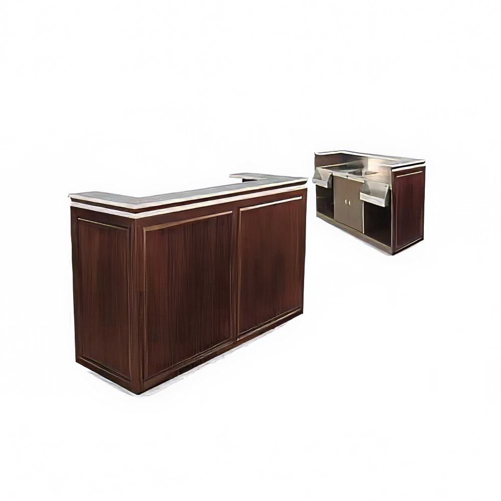 Forbes Industries Mobile Bar w/ Sink - 73"L x 27"W x 48"H, Wood Veneer w/ Avonite Top (5767-6)