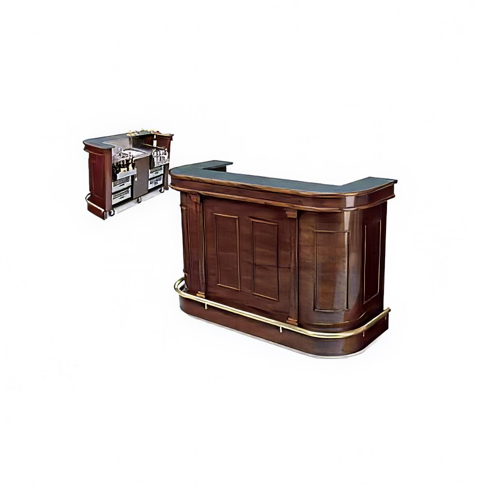 Forbes Industries Mobile Bar w/ (2) Sinks & (2) Speed Rails - 97"L x 29"W x 48"H, Wood Veneer w/ Avonite Top (5776-8)