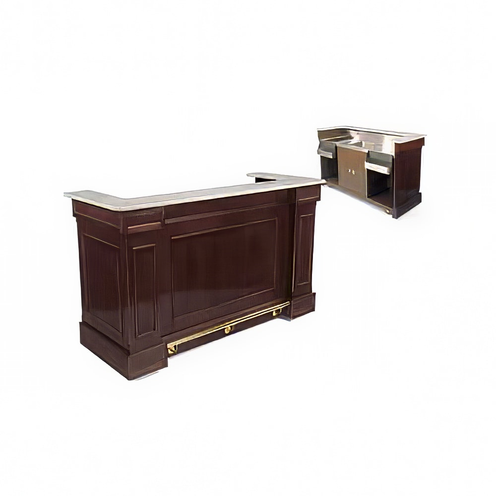Forbes Industries Mobile Bar w/ (1) Sink & (2) Speed Rails - 66"L x 30"W x 46"H, Wood Veneer w/ Avonite Top (5779-5)
