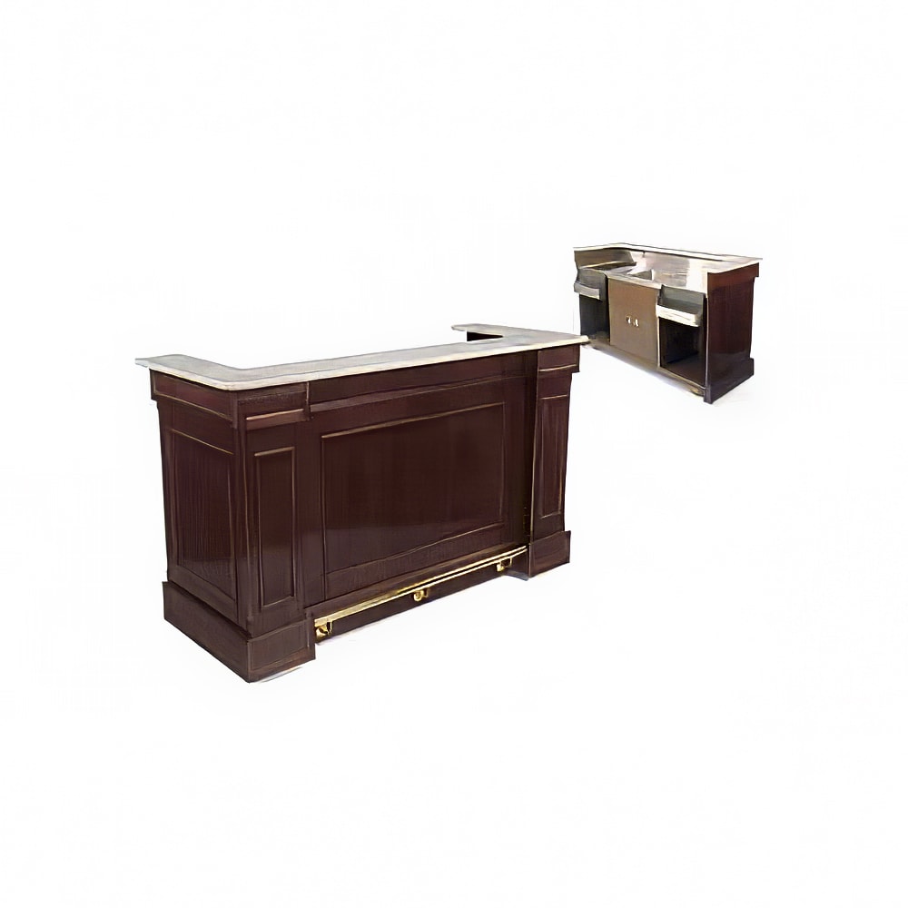 Forbes Industries Mobile Bar w/ (2) Sinks & (2) Speed Rails - 102"L x 30"W x 46"H, Wood Veneer w/ Avonite Top (5779-8)