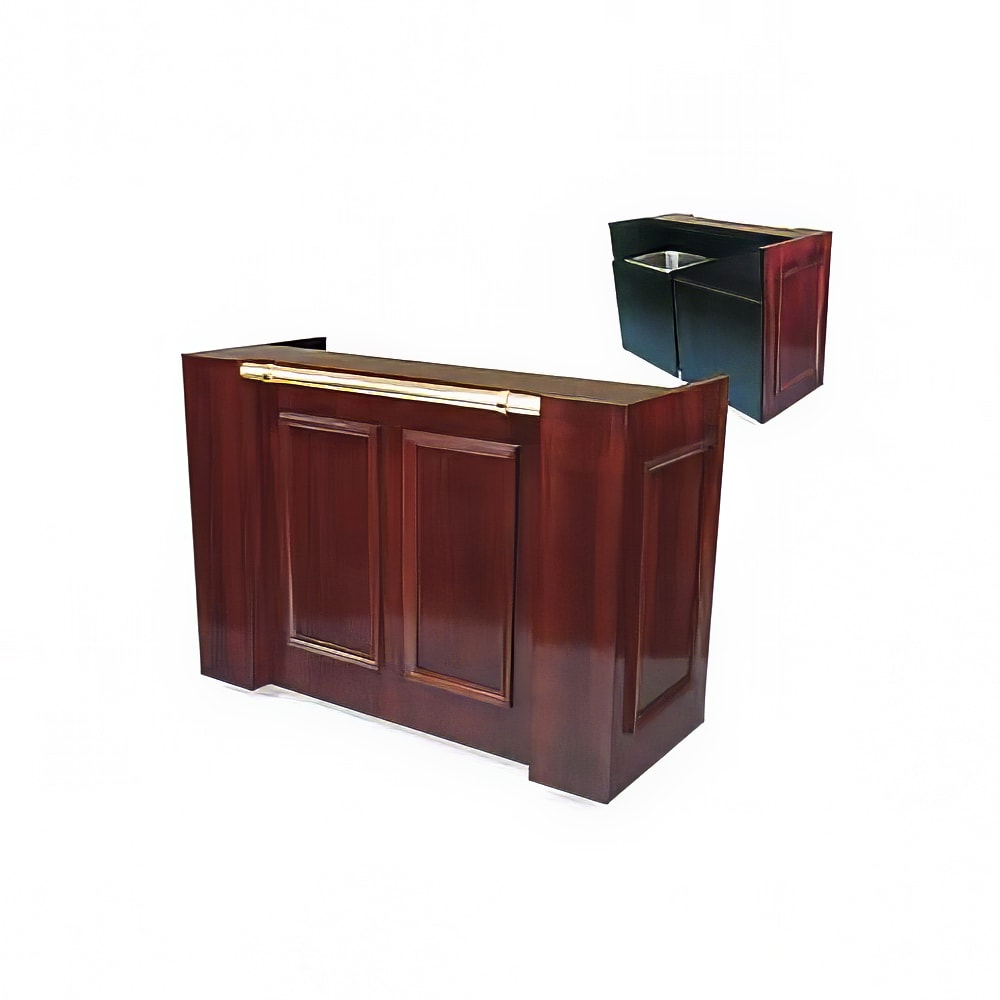 Forbes Industries Mobile Bar w/ Sink & Hand Rail - 60"L x 25"W x 43-1/2"H, Wood Veneer w/ Black Laminate Top (5784-5)