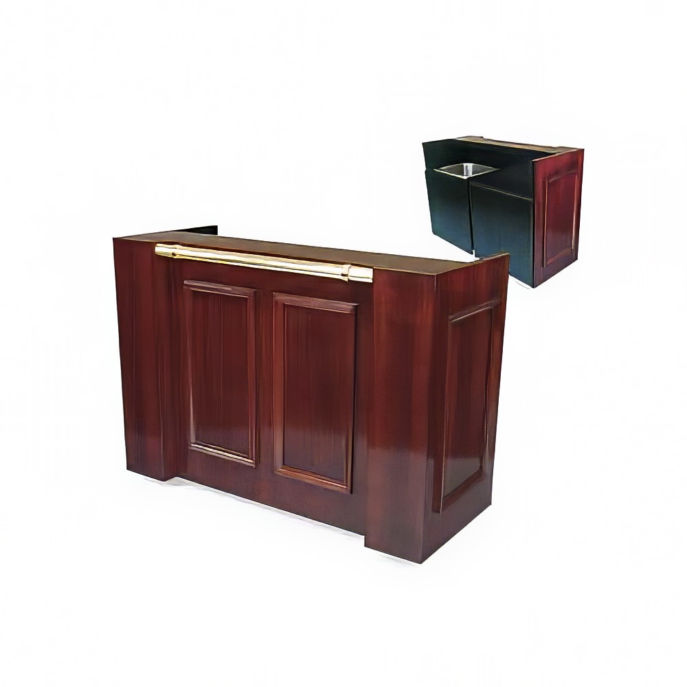 Forbes Industries Mobile Bar w/ Sink & Hand Rail - 72"L x 25"W x 43-1/2"H, Wood Veneer w/ Black Laminate Top (5784-6)