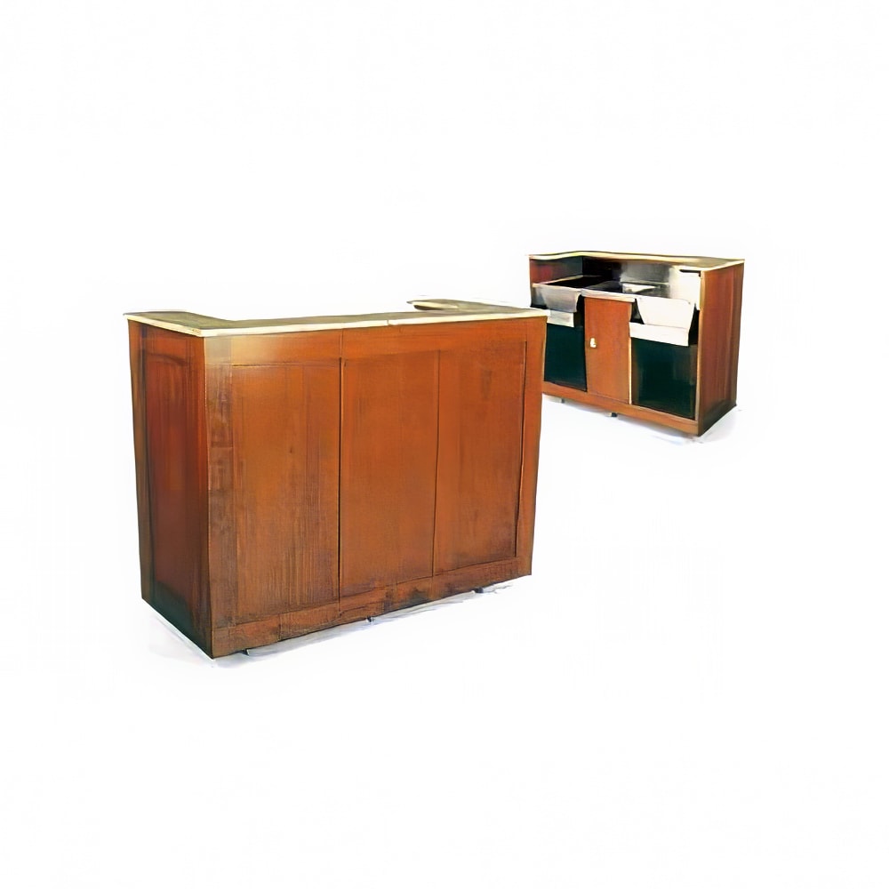 Forbes Industries Mobile Bar w/ (1) Sink & (2) Speed Rails - 61"L x 26"W x 48"H, Wood Veneer w/ Avonite Top (5789-5)