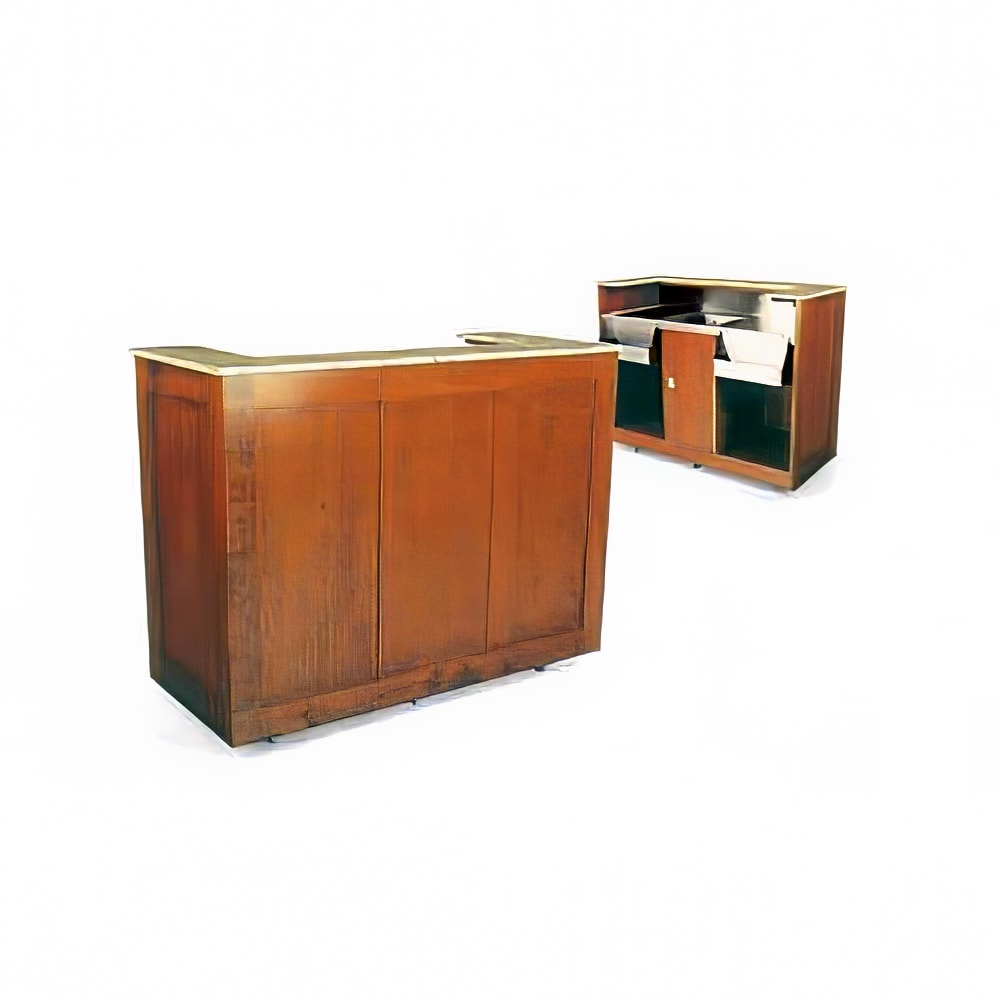 Forbes Industries Mobile Bar w/ (1) Sink & (2) Speed Rails - 72"L x 26"W x 48"H, Wood Veneer w/ Avonite Top (5789-6)