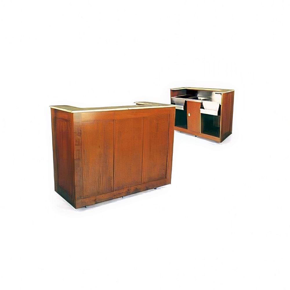 Forbes Industries Mobile Bar w/ (2) Sinks & (2) Speed Rails - 96"L x 26"W x 48"H, Hardwood (5789-8)