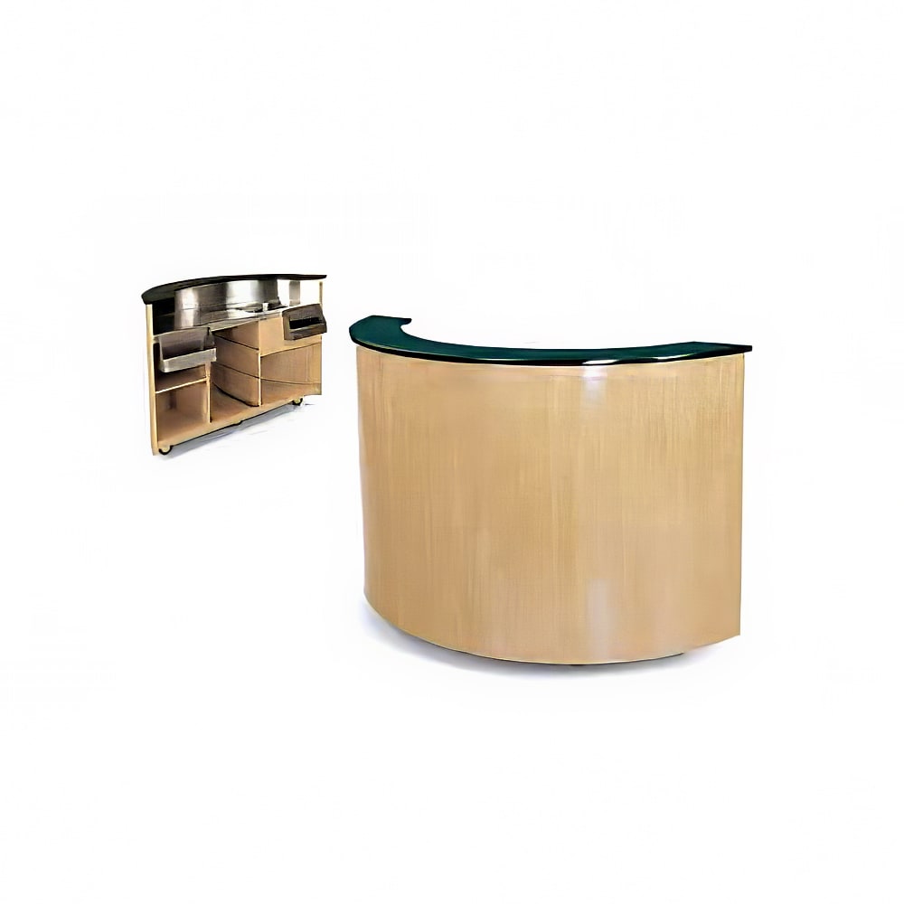 Forbes Industries Mobile Bar w/ (2) Sinks & (2) Speed Rails - 96"L x 28 1/2"W x 48"H, Wood Veneer w/ Avonite Top (5790-8)