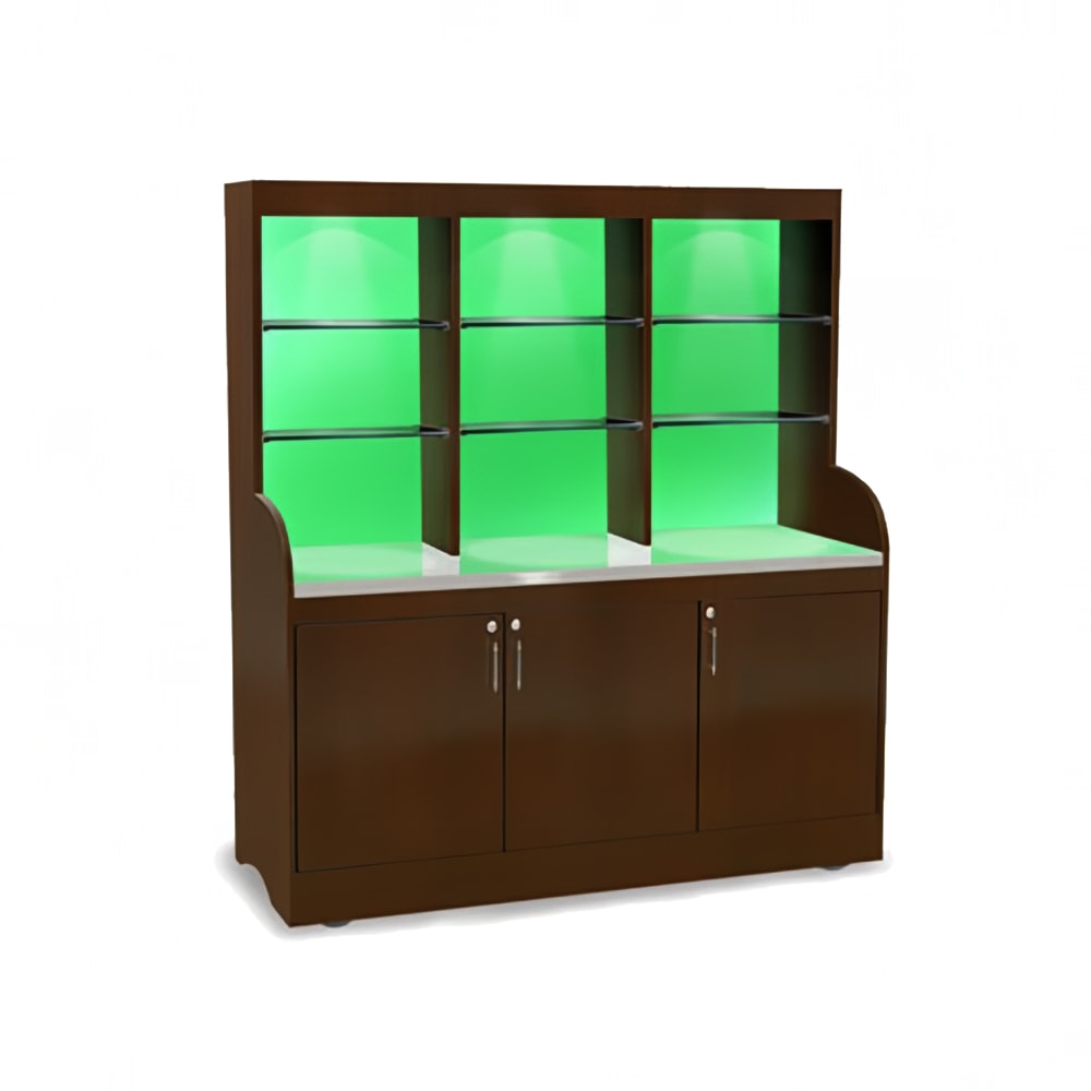 Forbes Industries Mobile Back Bar w/ (3) Doors & (6) Compartment Top Shelf - 70"L x 27-1/2"W x 78"H, Wood Veneer (5873-ACRYLIC)