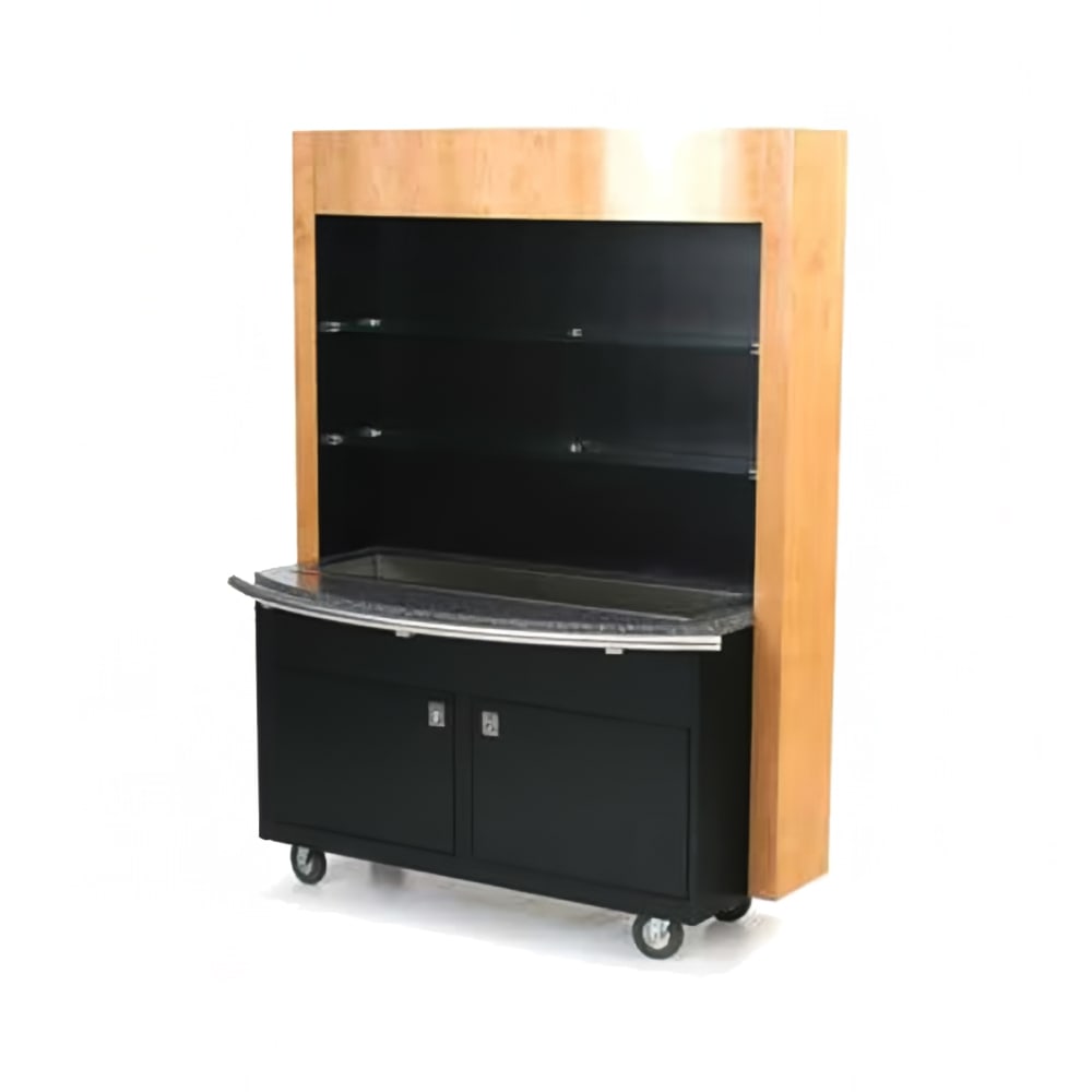 Forbes Industries Mobile Back Bar w/ Ice Pan & (2) Glass Shelves - 58"L x 33"W x 78"H, Wood Veneer w/ Avonite Top (5880)