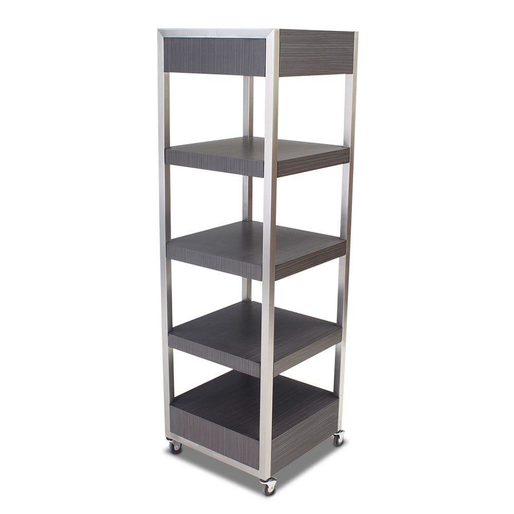 Forbes Industries Mobile Display Tower w/ (4) Laminate Shelves & Steel Frame - 24"L x 24"W x 78"H (6510)