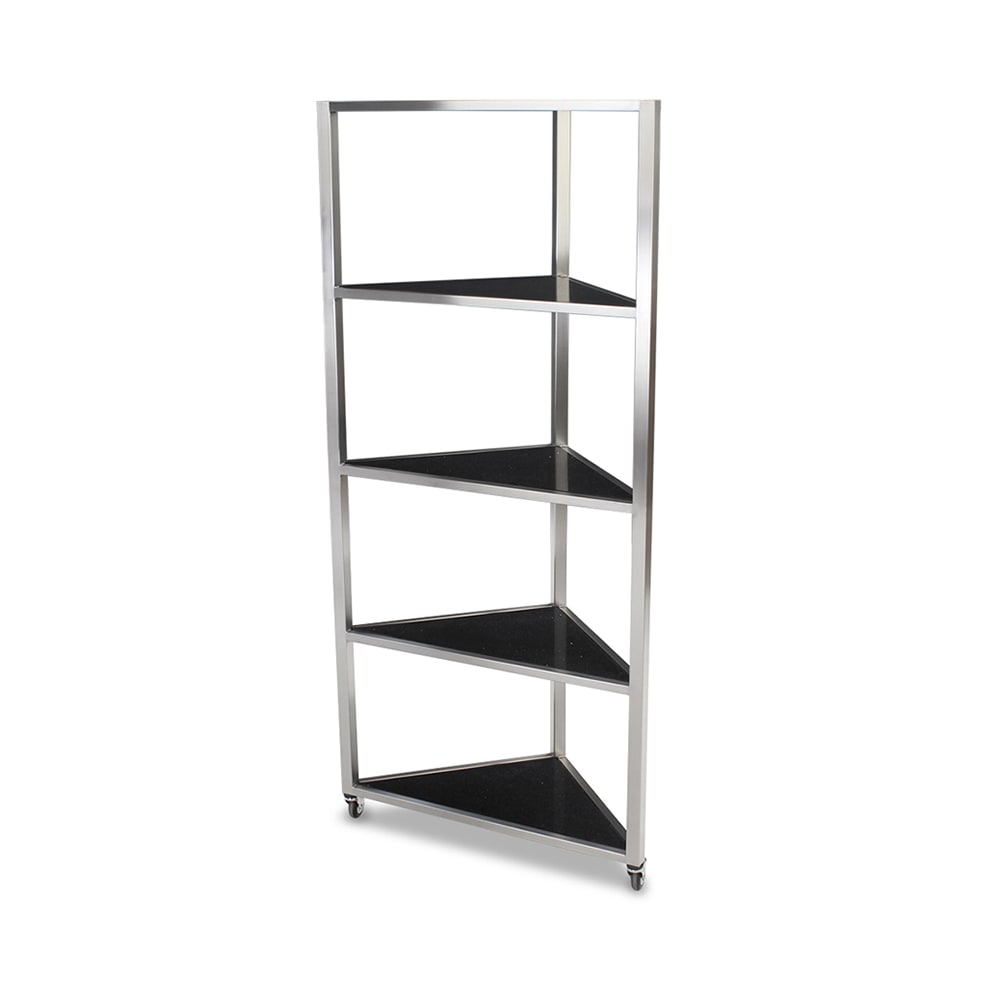 Forbes Industries Corner Mobile Display Tower w/ (4) Glass Shelves & Steel Frame - 36"L x 19 1/2"W x 78 1/2"H (6550)