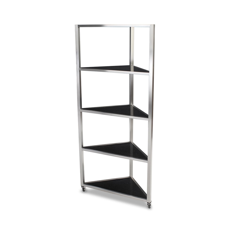 Forbes Industries Corner Mobile Display Tower w/ (4) Shelves & Steel Frame - 36"L x 19 1/2"W x 78 1/2"H (6556)
