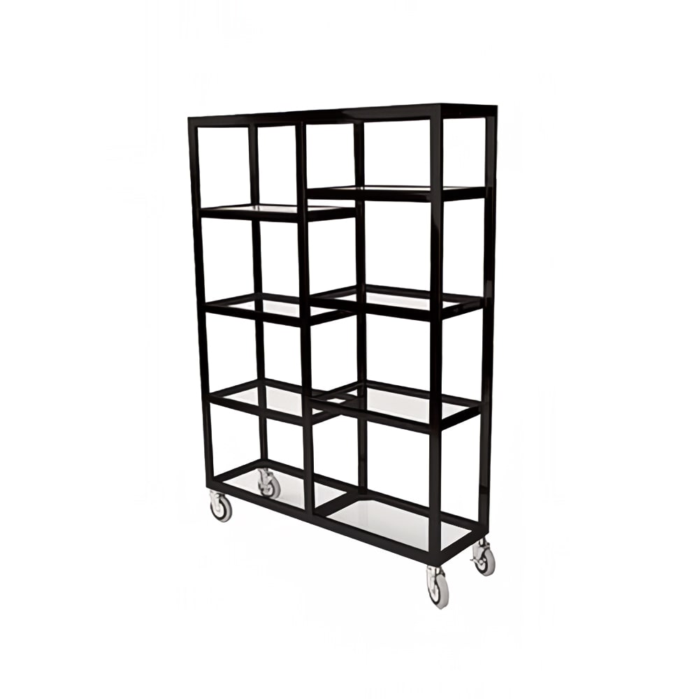 Forbes Industries Mobile Display Tower w/ (6) Glass Shelves & Brass Frame - 48"L x 14"W x 36"H (6570-36)
