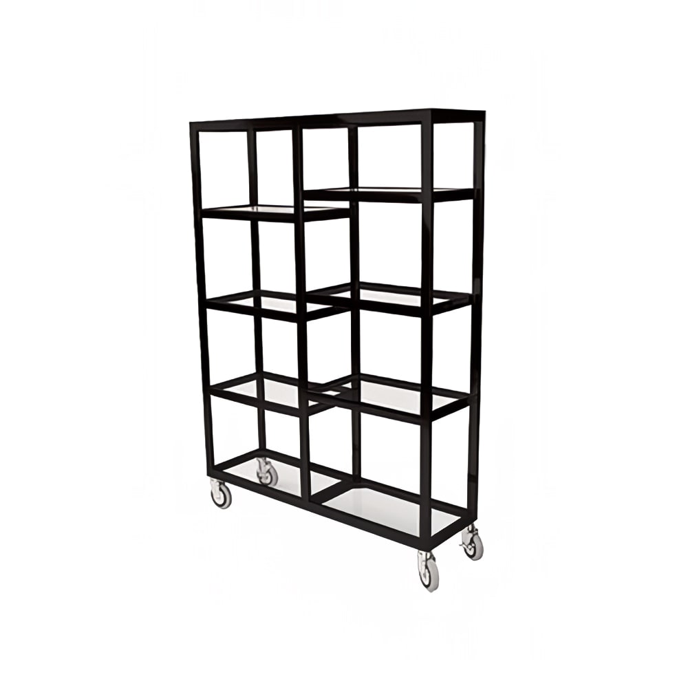 Forbes Industries Mobile Display Tower w/ (6) Glass Shelves & Stainless Steel Frame - 48"L x 14"W x 36"H (6570-36-PS)