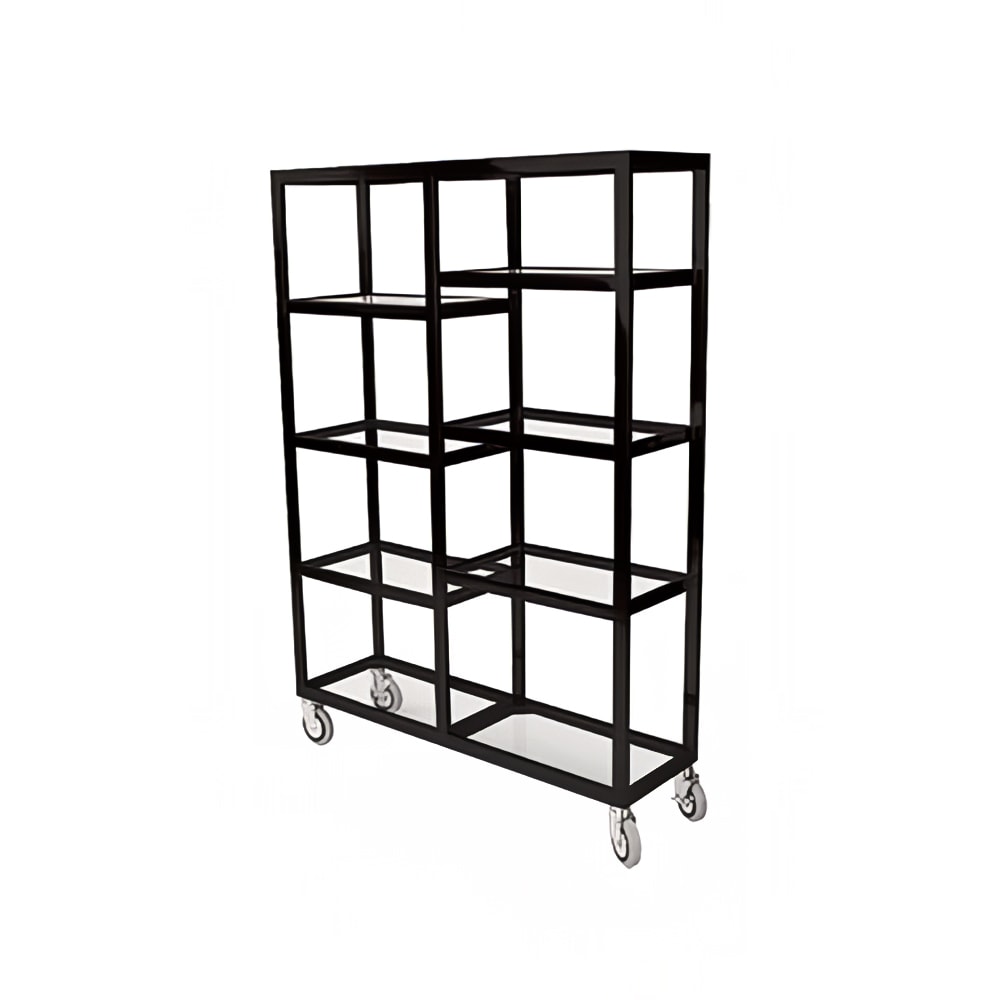 Forbes Industries Mobile Display Tower w/ (6) Glass Shelves & Stainless Steel Frame - 48"L x 14"W x 36"H (6570-36-SS)