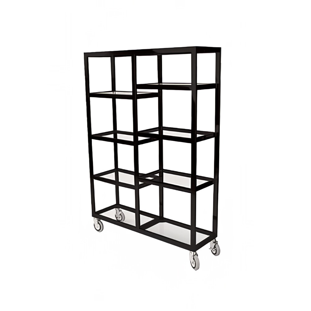 Forbes Industries Mobile Display Tower w/ (8) Glass Shelves & Stainless Steel Frame - 48"L x 14"W x 68 1/2"H (6570-PS)