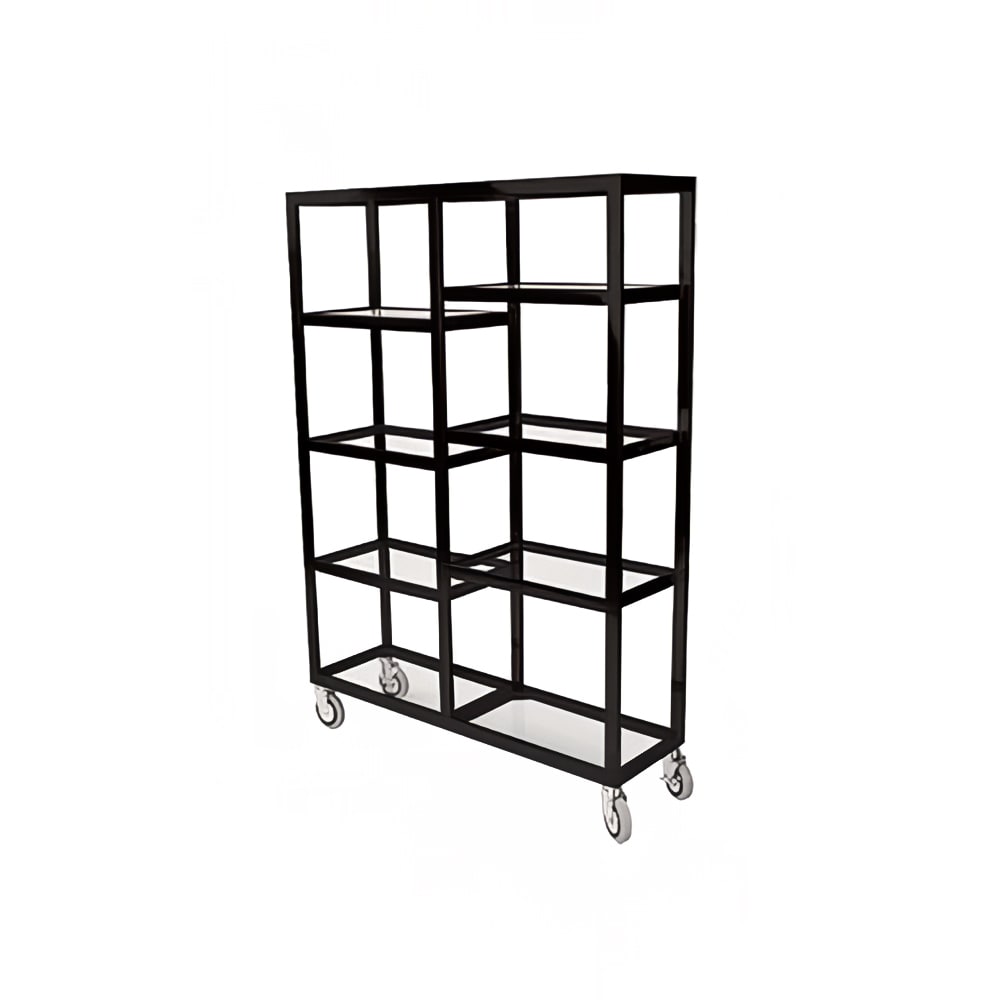 Forbes Industries Mobile Display Tower w/ (8) Glass Shelves & Stainless Steel Frame - 48"L x 14"W x 68 1/2"H (6570-SS)