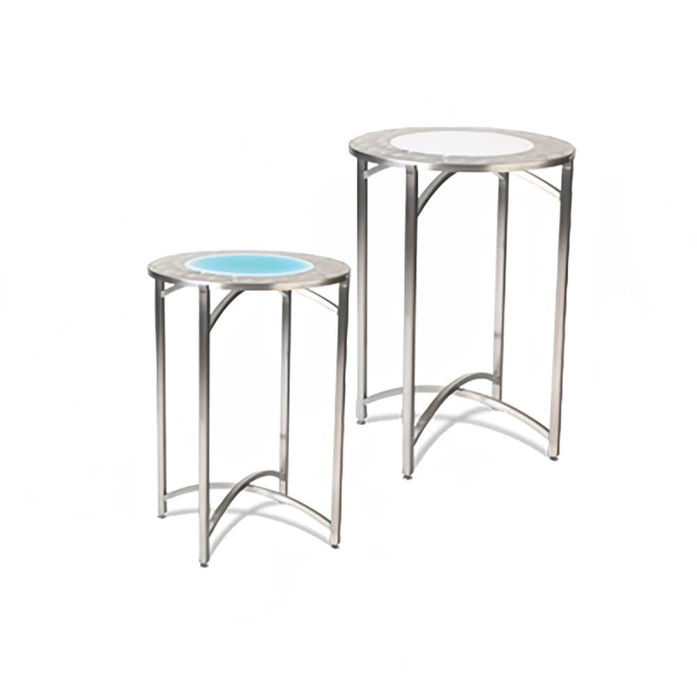Forbes Industries 30" Round Collapsible Table w/ LED Light - Steel/Acrylic Top & Brushed Steel Frame, 30"H (7033LED-30)
