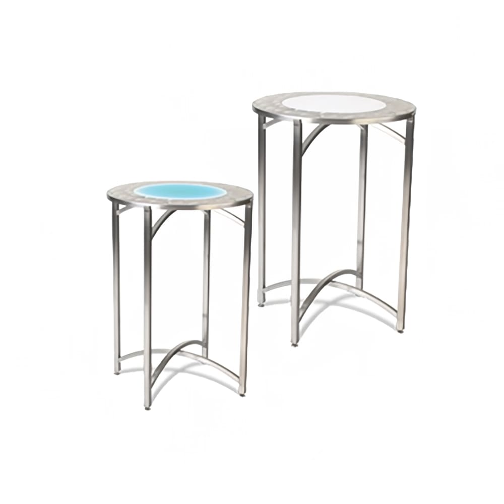 Forbes Industries 30" Round Collapsible Table w/ LED Light - Steel/Acrylic Top & Brushed Steel Frame, 42"H (7033LED-42)