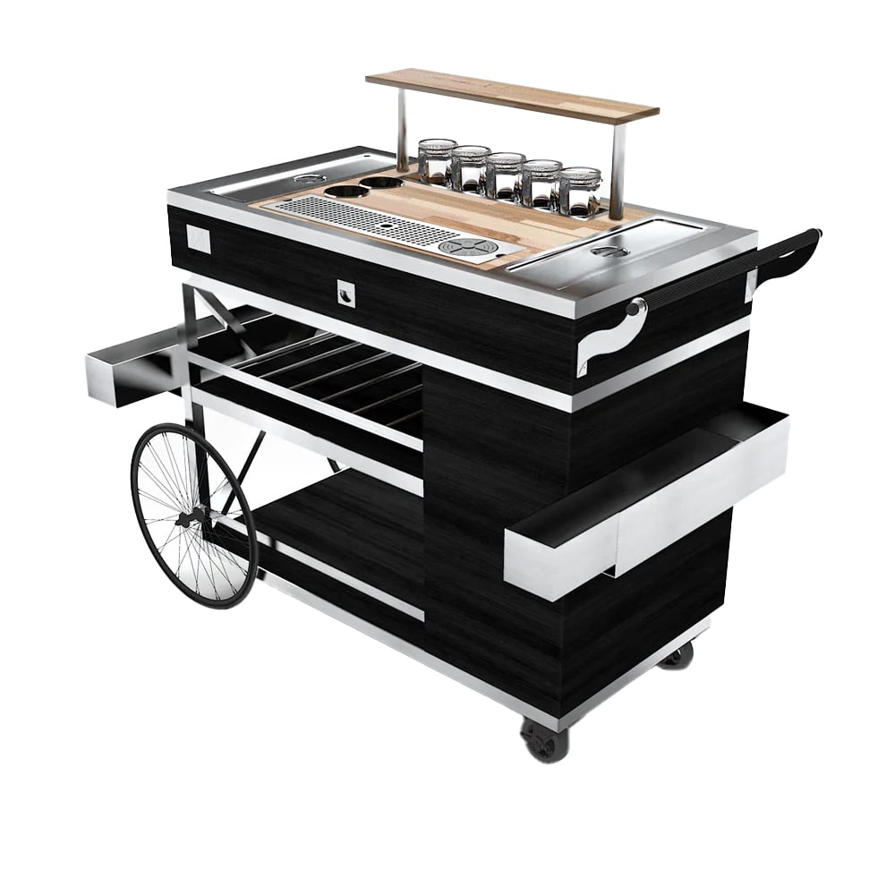 Forbes Industries 56" Portable Bar w/ Wood Veneer Cabinet & Butcher Block Work Surface - 28"D x 38"H (F35-5525)