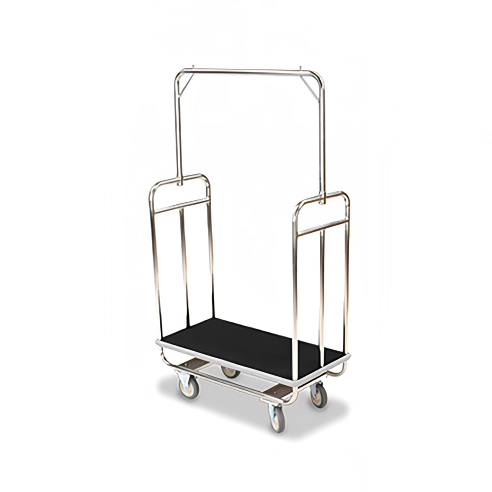 Forbes Industries Economy Luggage Cart w/ Carpeted Deck - 37"L x 18 1/2"W x 65 1/2"H, Chrome Plated (H1210-5C)