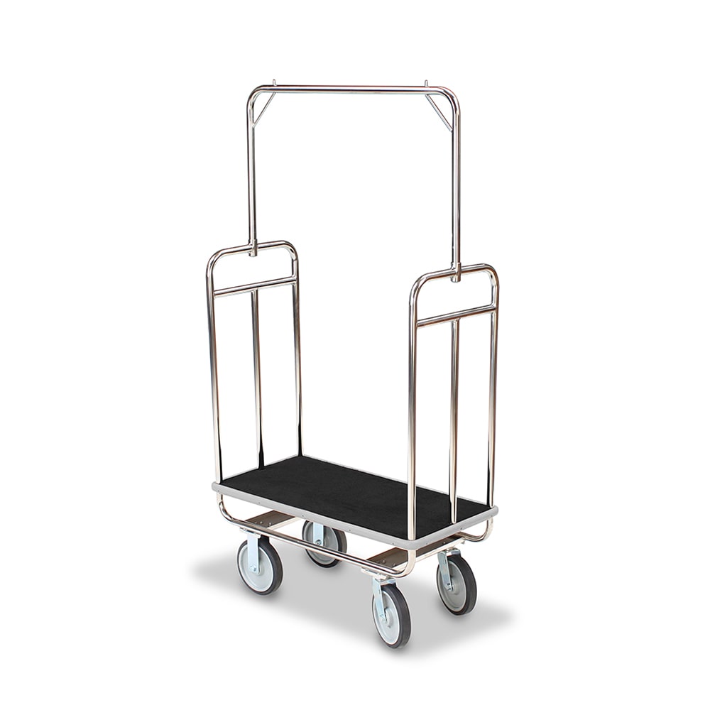 Forbes Industries Economy Luggage Cart w/ Carpeted Deck - 37"L x 18 1/2"W x 65 1/2"H, Chrome Plated (H1210-8C)