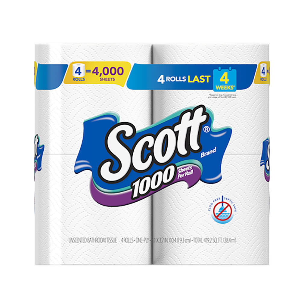 Kimberly-Clark Scott® 1 ply Toilet Paper Roll - 1000 Sheets/Roll (10183)