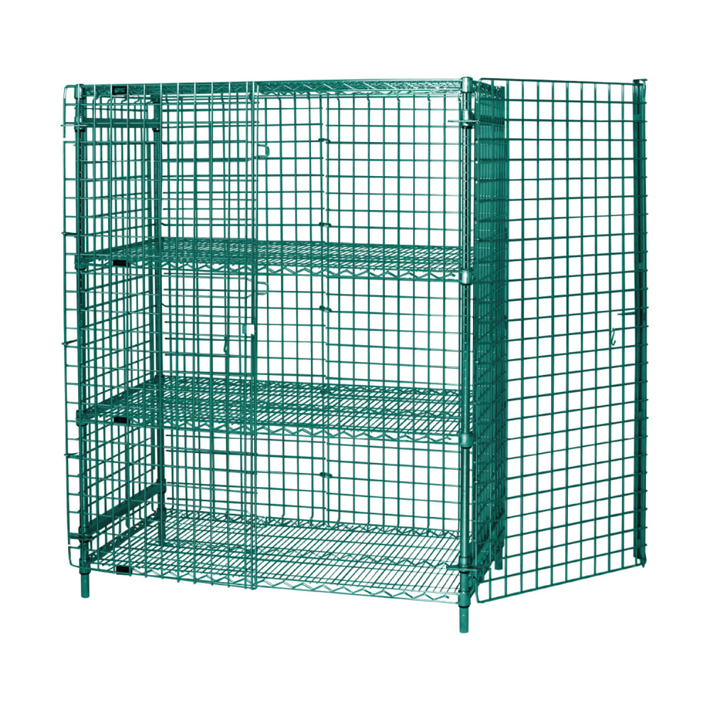 Quantum Food Service 36" Stationary Security Cage - 18"W, Green Epoxy Coated (1836-63SECP-2)