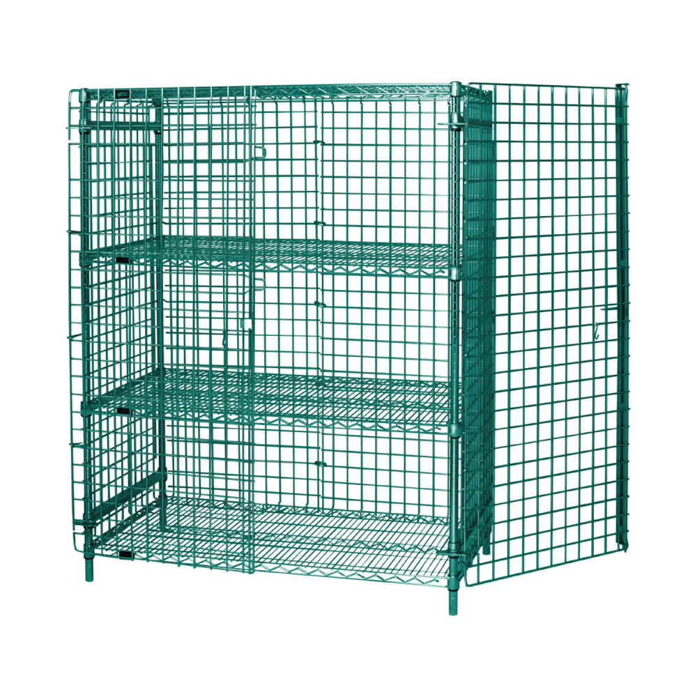 Quantum Food Service 48" Stationary Security Cage - 18"W, Green Epoxy Coated (1848-63SECP-2)