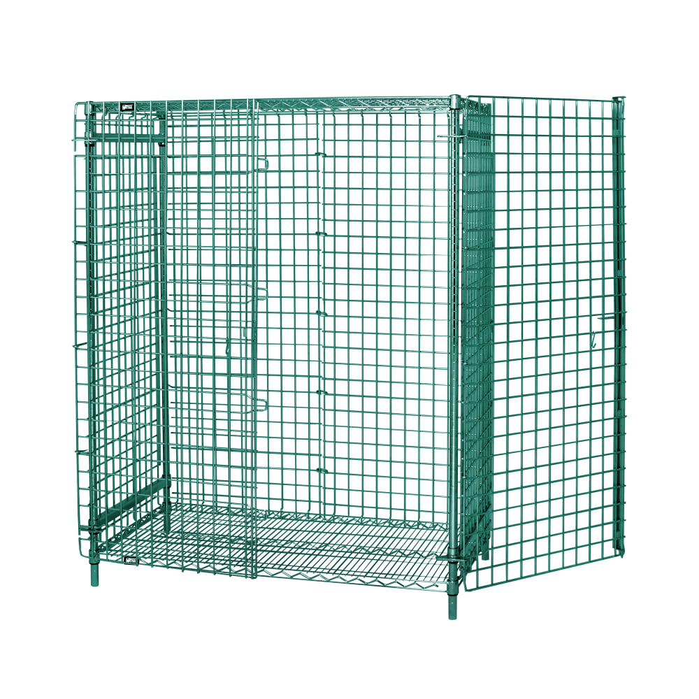 Quantum Food Service 60" Stationary Security Cage - 18"W, Green Epoxy Coated (1860-63SECP)