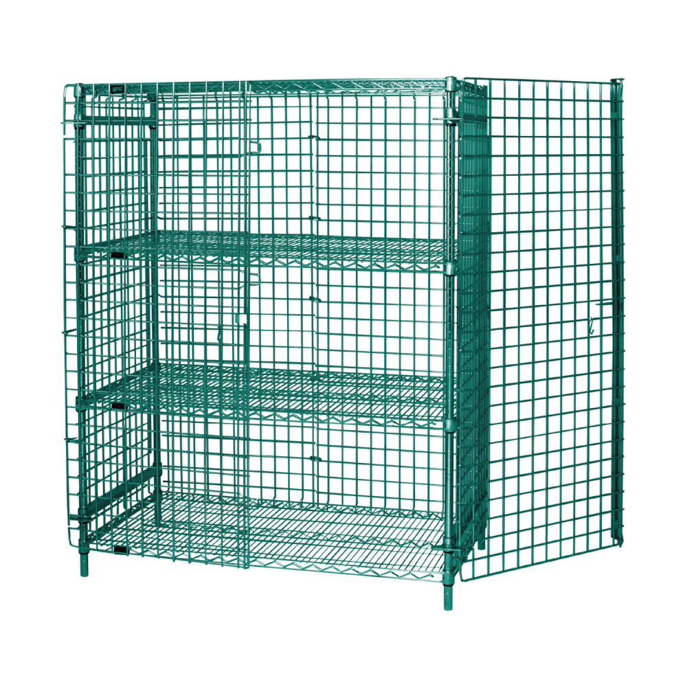 Quantum Food Service 60" Stationary Security Cage - 18"W, Green Epoxy Coated (1860-63SECP-2)