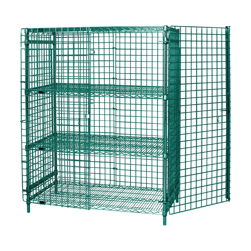 Quantum Food Service 36" Stationary Security Cage - 21"W, Green Epoxy Coated (2136-63SECP-2)