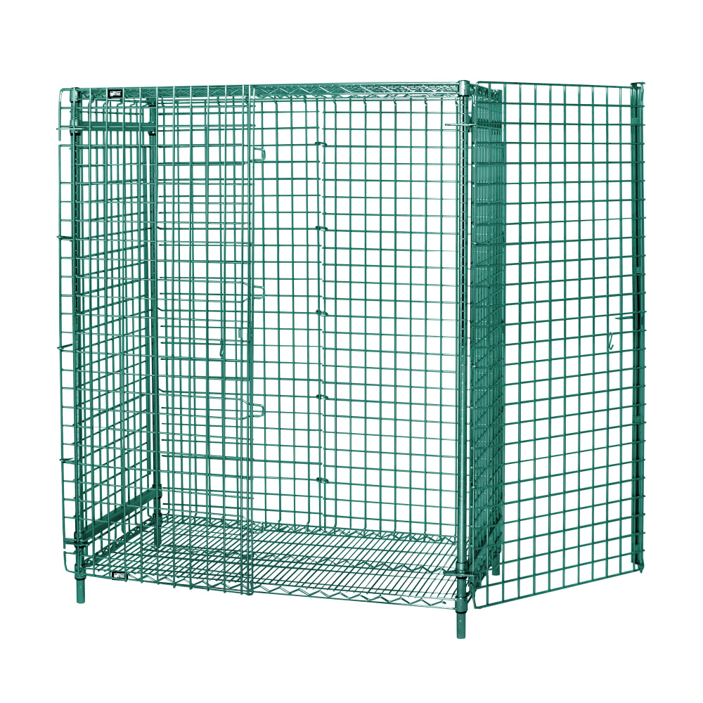 Quantum Food Service 48" Stationary Security Cage - 21"W, Green Epoxy Coated (2148-63SECP)