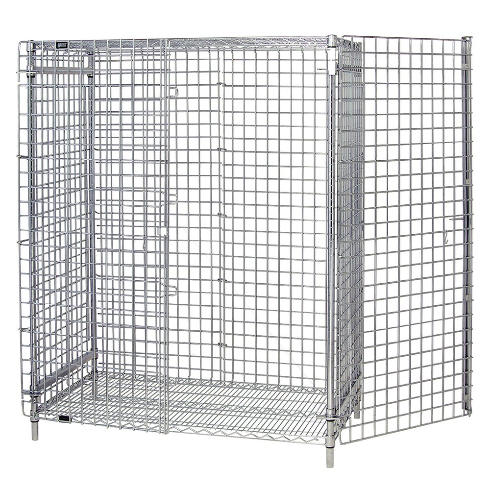 Quantum Food Service 60" Stationary Security Cage - 21"W, Chrome (2160-63SEC)