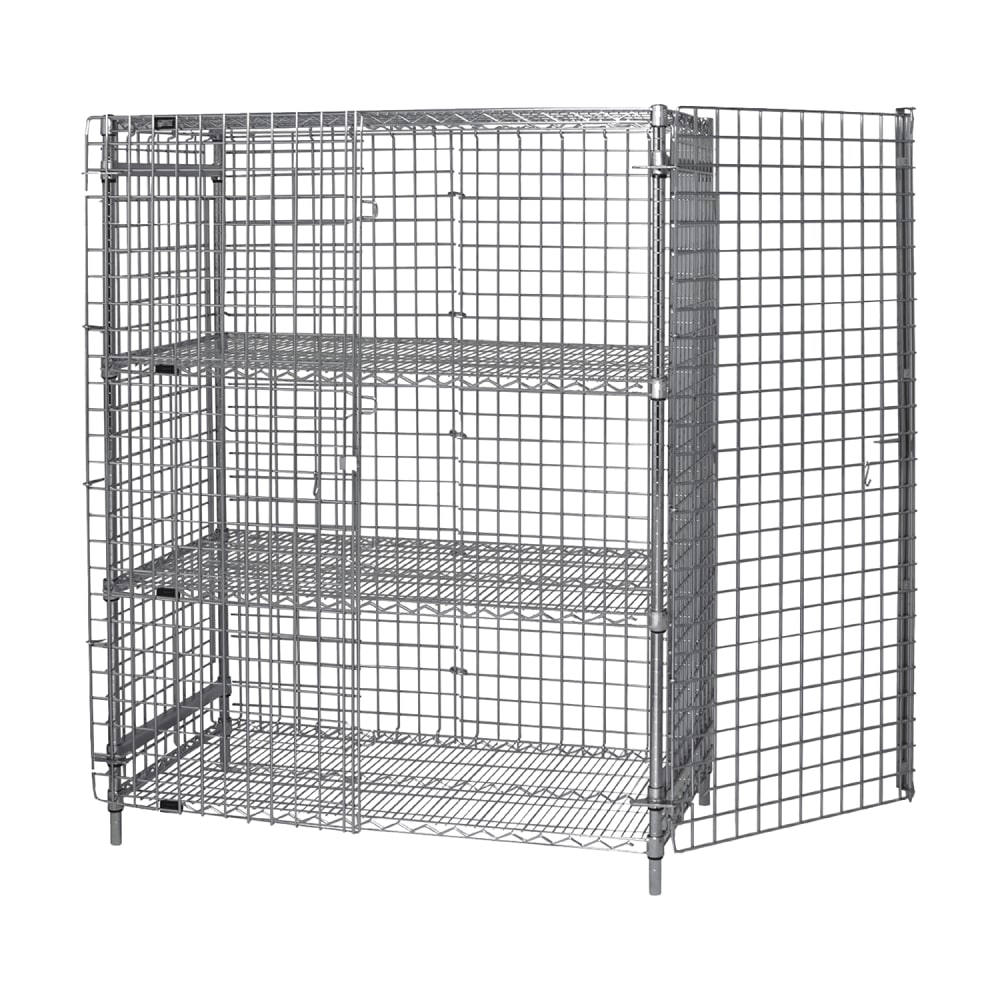 Quantum Food Service 36" Stationary Security Cage - 24"W, Chrome (2436-63SEC-2)