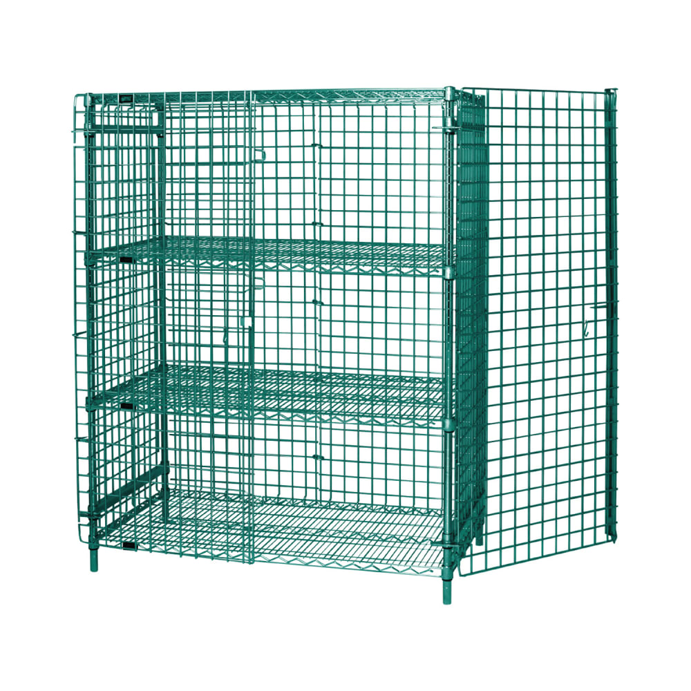 Quantum Food Service 36" Stationary Security Cage - 24"W, Green Epoxy Coated (2436-63SECP-2)