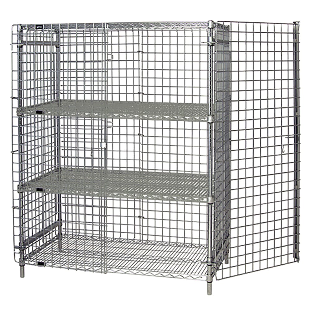 Quantum Food Service 48" Stationary Security Cage - 24"W, Chrome (2448-63SEC-2)