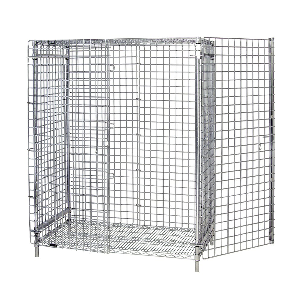 Quantum Food Service 60" Stationary Security Cage - 24"W, Chrome (2460-63SEC)