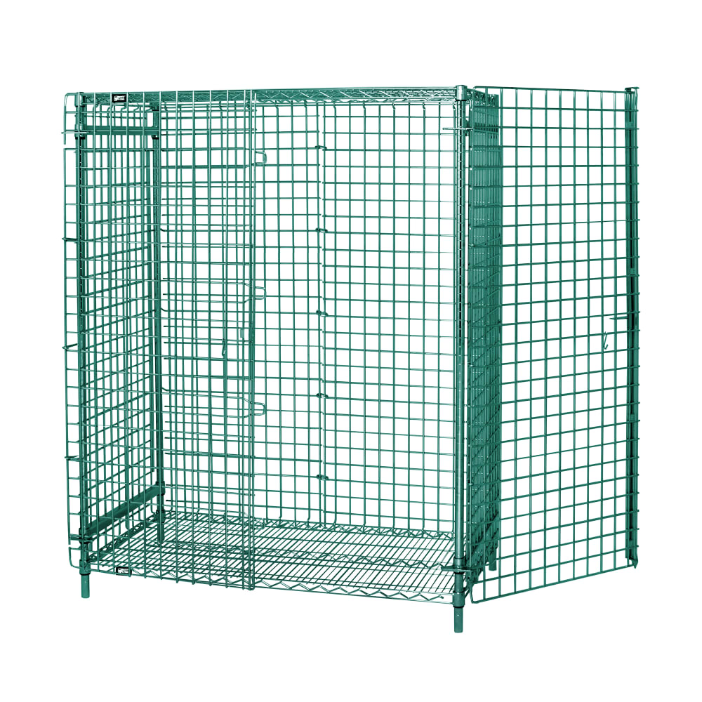 Quantum Food Service 60" Stationary Security Cage - 24"W, Green Epoxy Coated (2460-63SECP)