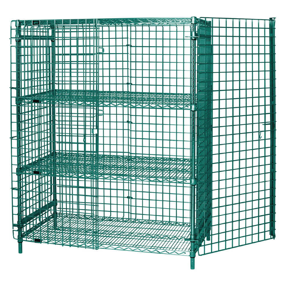 Quantum Food Service 60" Stationary Security Cage - 24"W, Green Epoxy Coated (2460-63SECP-2)