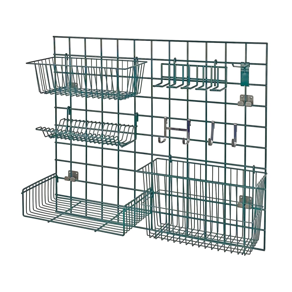 Quantum Food Service Store Grid Wire Wall Mounted Shelf, 36"W x 30"H, Green (SGK-3036-1P)