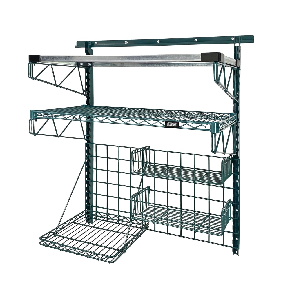 Quantum Food Service 40" Store Grid Wire Wall Mounted Shelf, Green (SGK-401836-3P)