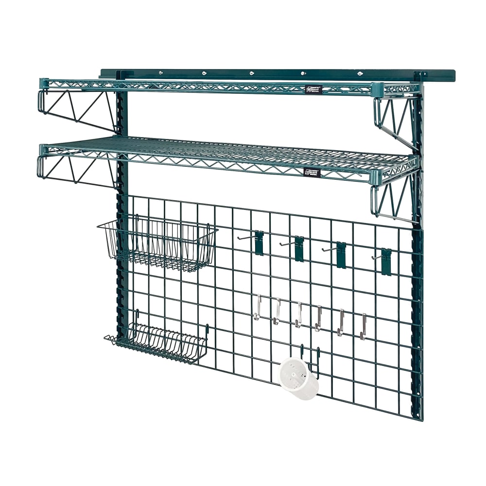 Quantum Food Service 56" Store Grid Wire Wall Mounted Shelf, Green (SGK-562448-1P)