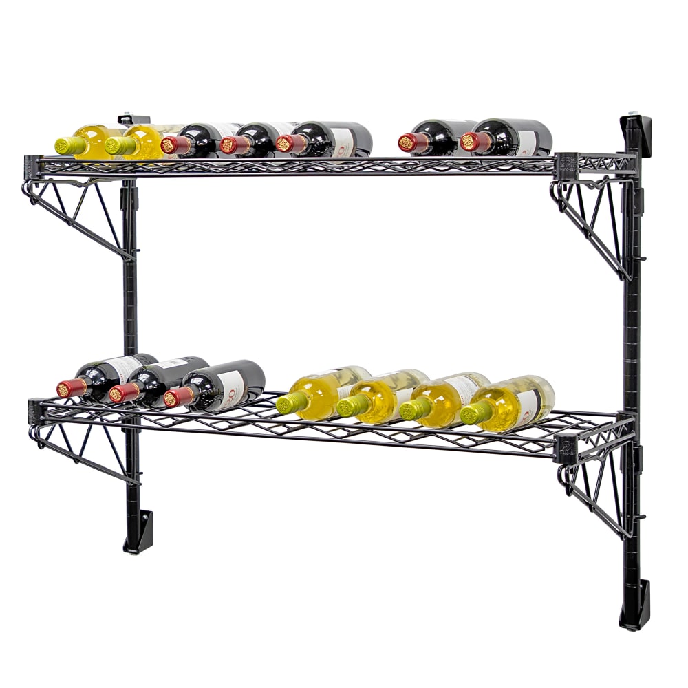 Quantum Food Service Commercial Wine Shelf w/ (24) Bottle Capacity, Black (WC14-1448WBK-2)