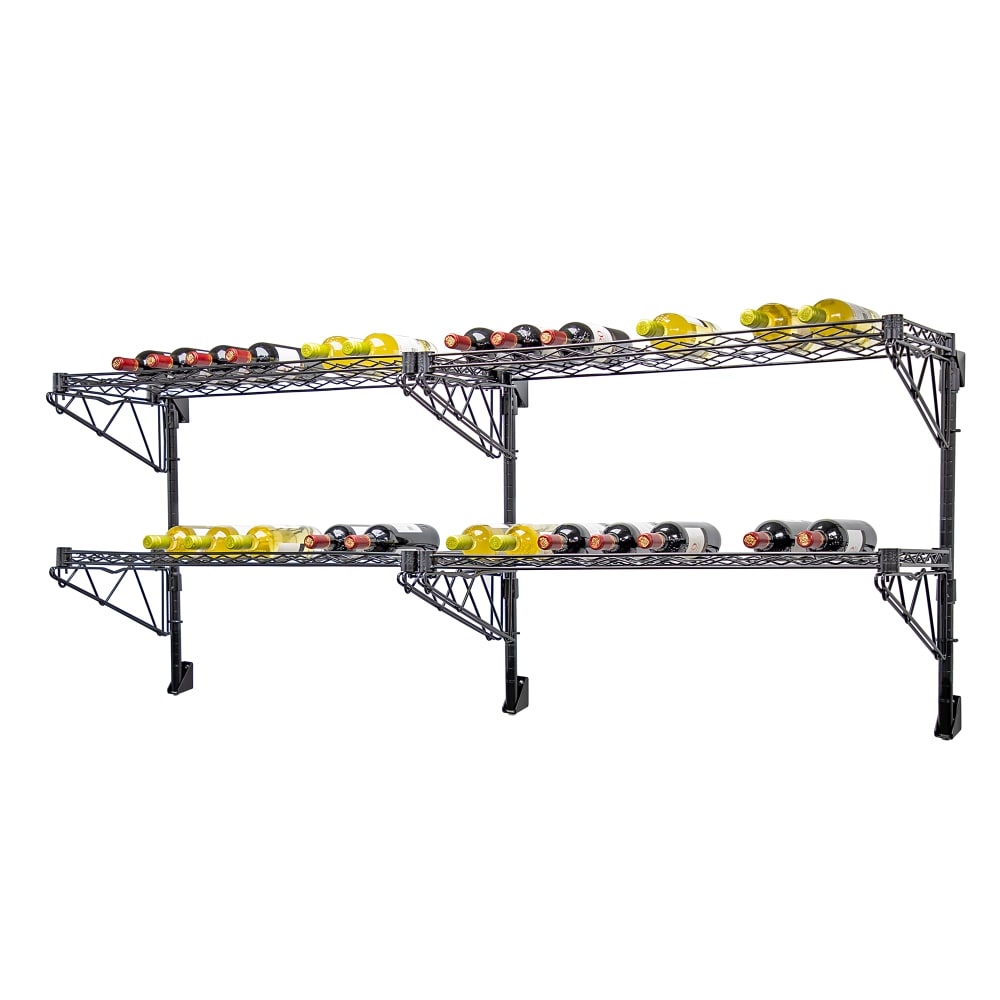 Quantum Food Service Commercial Wine Shelf w/ (36) Bottle Capacity, Black (WC34-1436WBK-4)