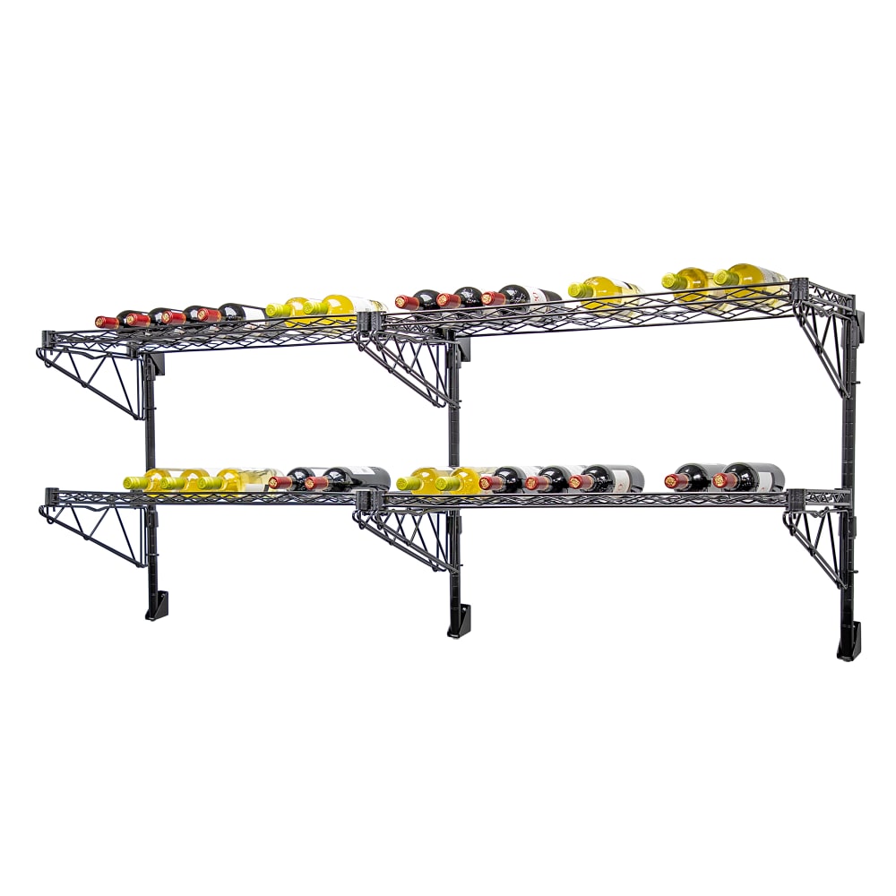 Quantum Food Service Commercial Wine Shelf w/ (48) Bottle Capacity, Black (WC34-1448WBK-4)