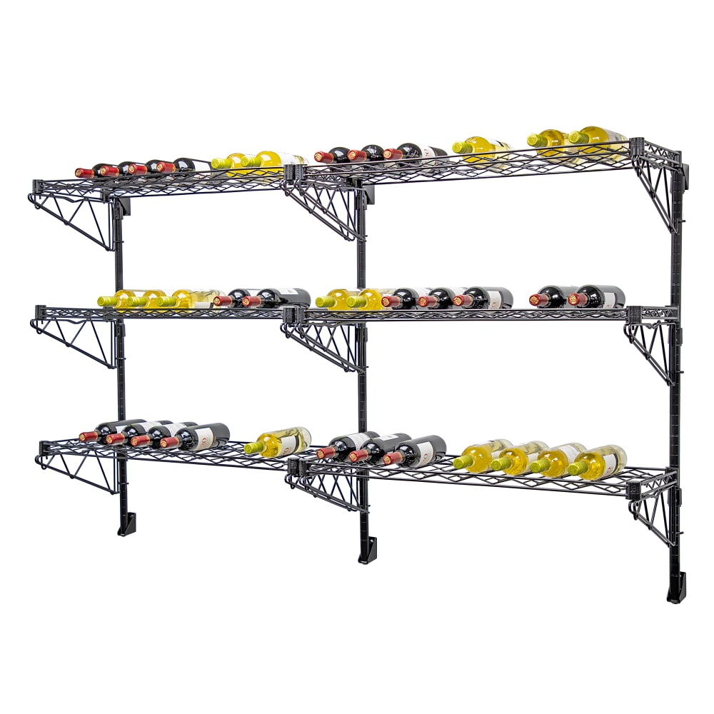 Quantum Food Service Commercial Wine Shelf w/ (72) Bottle Capacity, Black (WC34-1448WBK-6)
