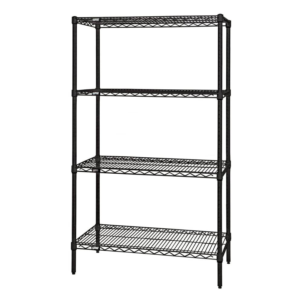 Quantum Food Service 60" NSF 4-Tier Epoxy Coated Wire Shelf Kit - 30"W, 54"H (WR54-3060BK)